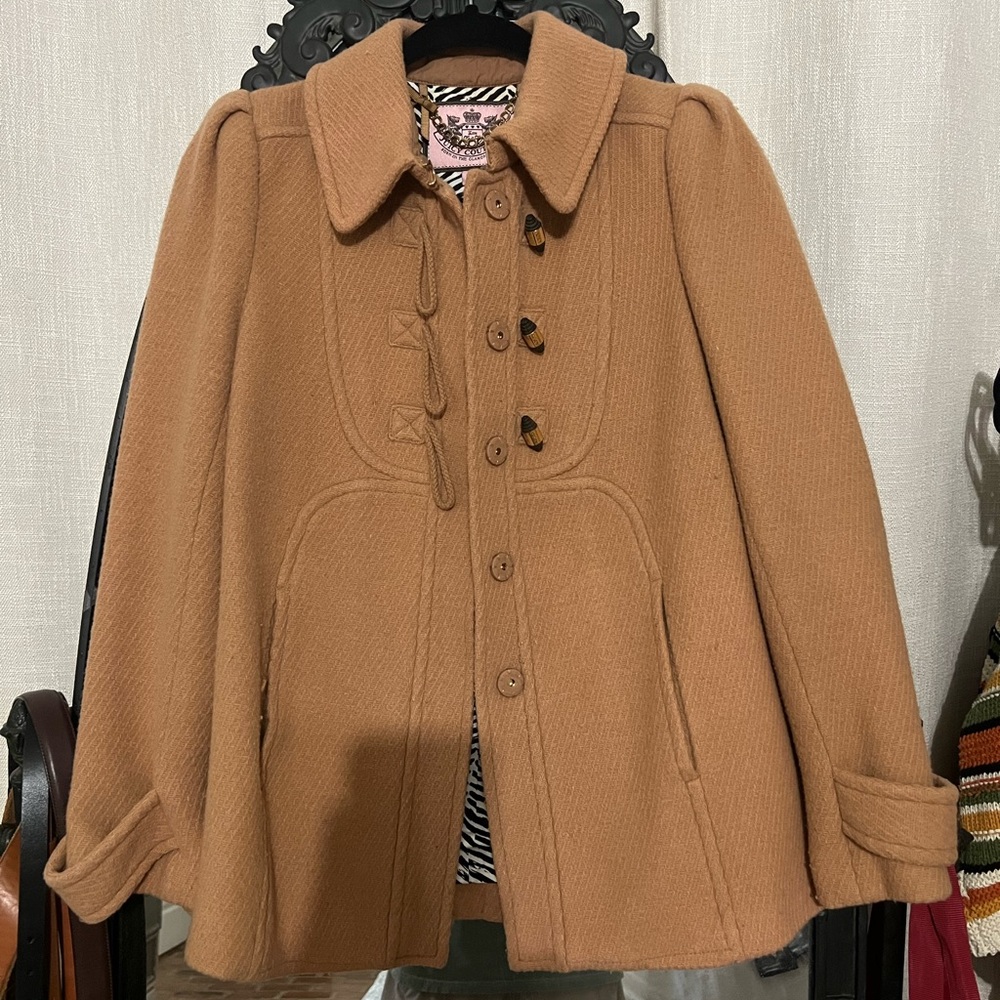 Juicy Couture Camel Wool Cape Coat